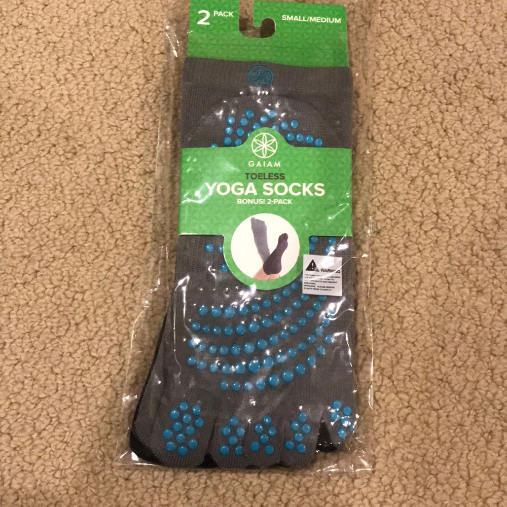 NWT Gaiam Toeless 2-Pack Yoga Socks